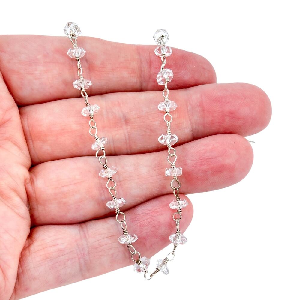 Vintage Deb Guyot Sterling Silver 925 Herkimer Quartz Necklace 17"-19"